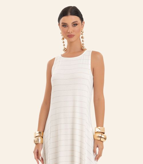 Vestido Feminino Midi Evasê Endless Bege