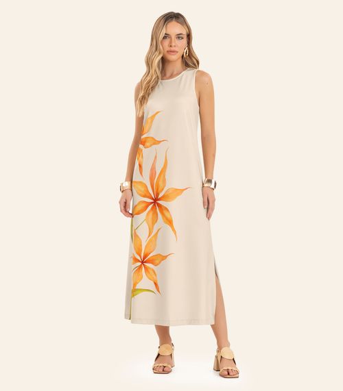 Vestido Feminino Midi Reto Endless Bege