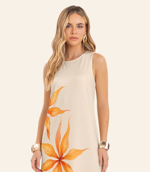 Vestido Feminino Midi Reto Endless Bege