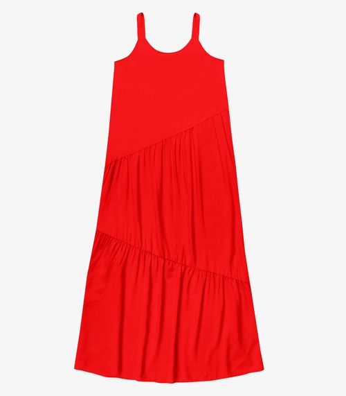 Vestido Feminino Longo Em Viscose Evasê Endless Laranja