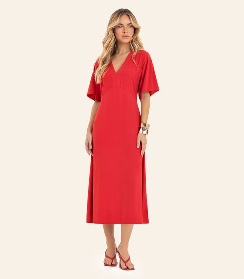 Vestido Feminino Midi Decote Em V Endless Laranja