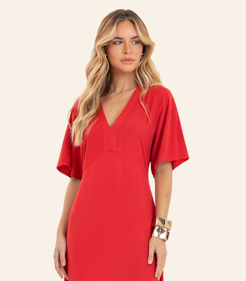 Vestido Feminino Midi Decote Em V Endless Laranja