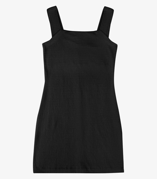 Vestido Feminino Midi Decote Quadrado Endless Preto
