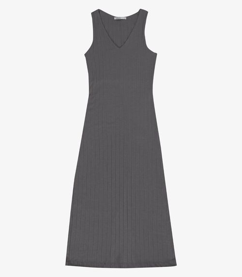 Vestido Feminino Midi Decote Em V Endless Cinza