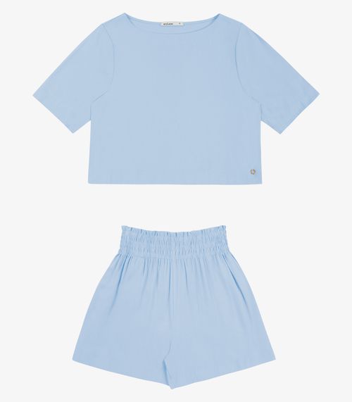Conjunto Feminino Blusa Com Shorts Endless Azul