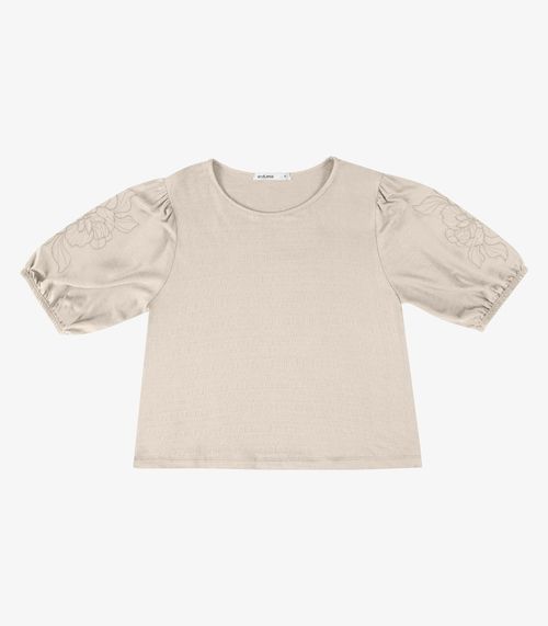 Blusa Feminina Manga Bufante Endless Bege