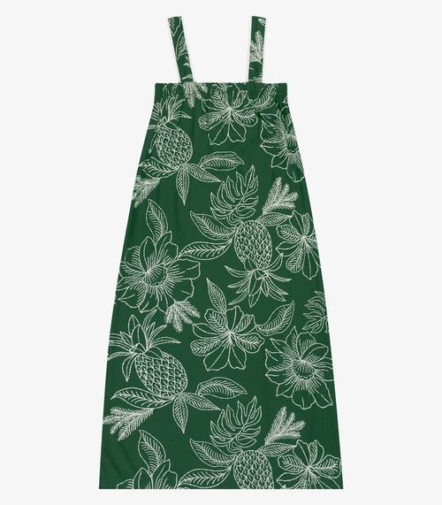 Vestido Feminino Midi Decote Quadrado Endless Verde