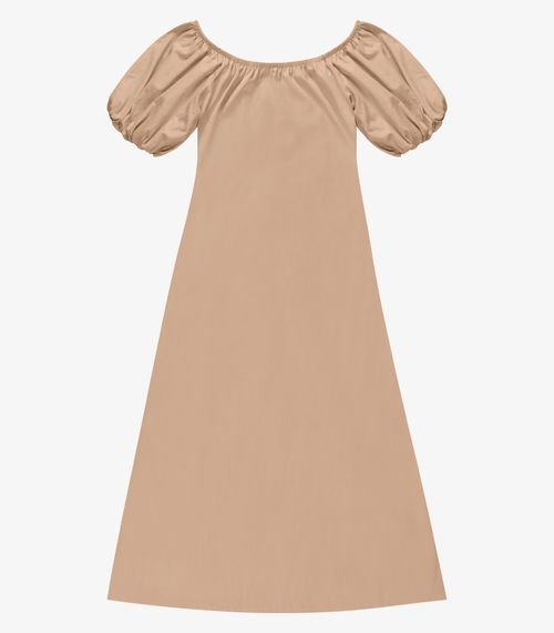 Vestido Feminino Midi Manga Bufante Endless Bege