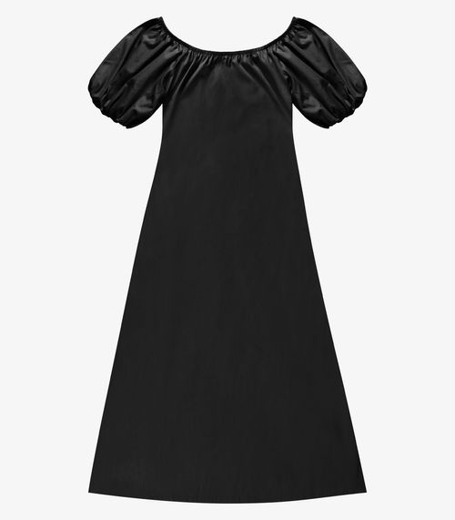 Vestido Feminino Midi Manga Bufante Endless Preto