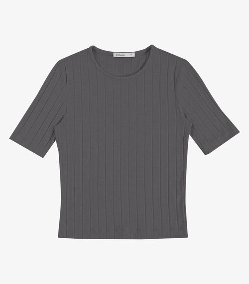 Blusa Feminina Em Tricot Canelado Endless Cinza