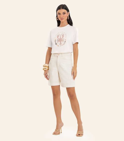 T Shirt Feminina Com Estampa Localizada Endless Bege