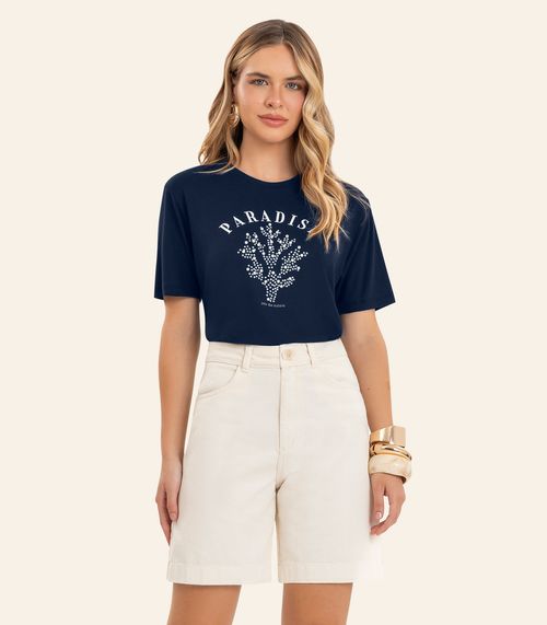 T Shirt Feminina Com Estampa Localizada Endless Azul