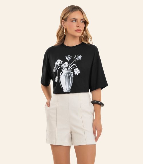 T Shirt Feminina Com Estampa Localizada Endless Preto