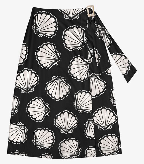 Saia Feminina Midi Transpassada Endless Preto