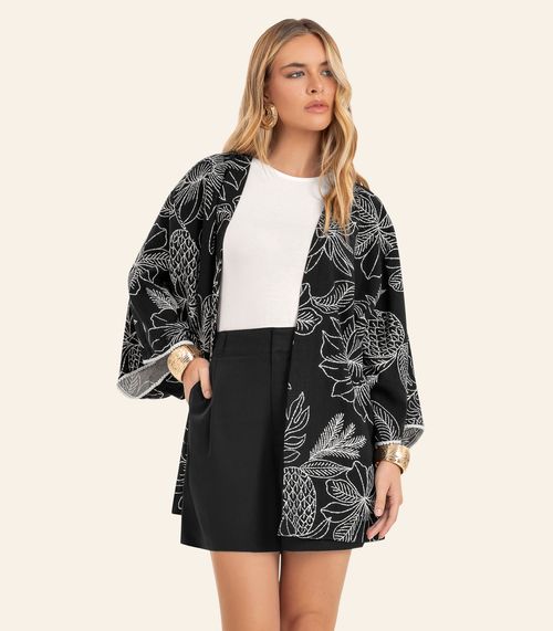 Kimono Feminio Com Manga Ampla Endless Preto