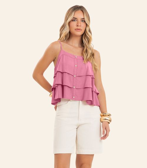 Blusa Feminina De Alça Decote Quadrado Endless Rosa