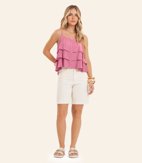 Blusa Feminina De Alça Decote Quadrado Endless Rosa