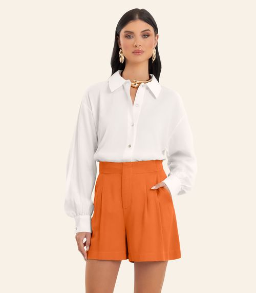 Shorts Feminino Em Viscose Double Endless Laranja