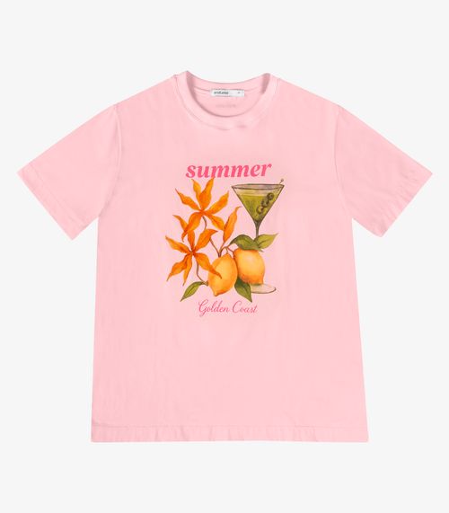 T Shirt Feminina Com Estampa Localizada Endless Rosa