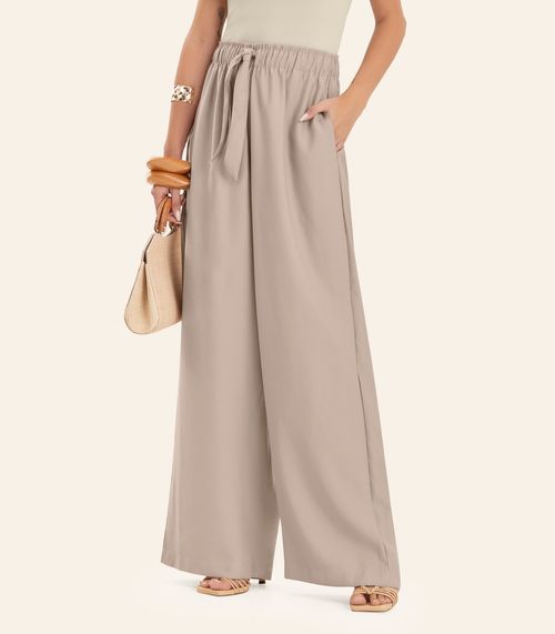Calça Feminina Pantalona Em Alfaiataria Endless Bege