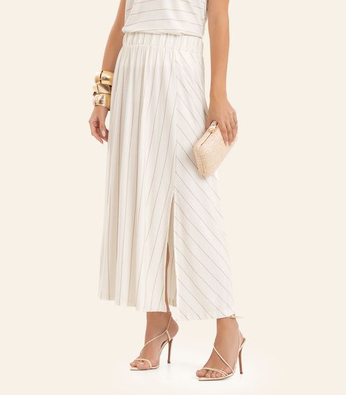 Saia Feminina Midi Evasê Endless Bege