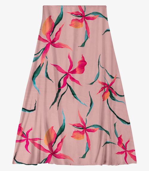 Saia Feminina Midi Evasê Endless Rosa
