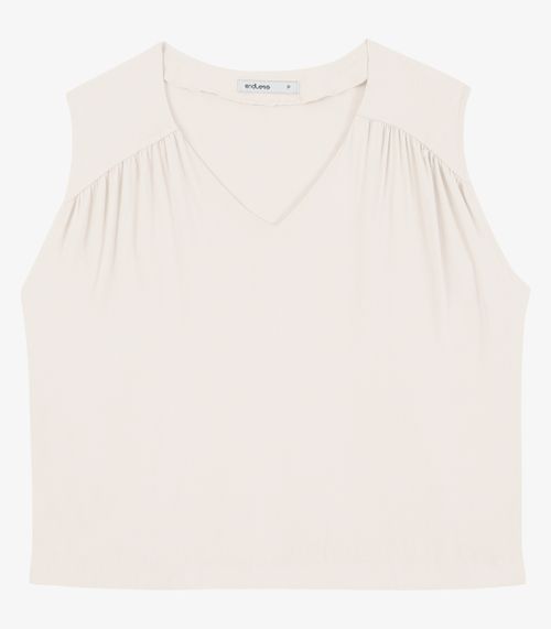 Blusa Feminina Decote Em V Endless Bege