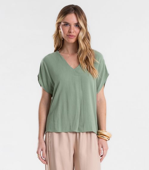Blusa Feminina Linho Strong Decote V Endless Verde