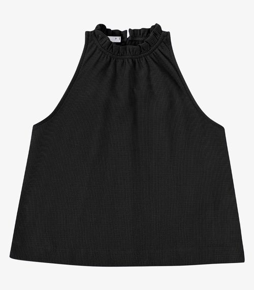 Blusa Feminina De Alça Malhão Maquinetado Endless Preto