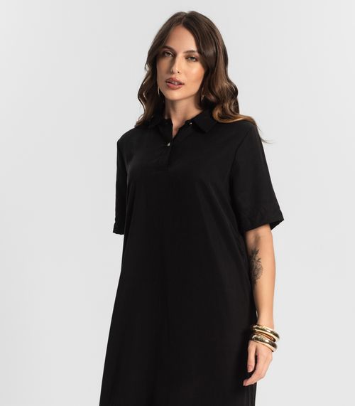 Vestido Feminino Midi Com Fenda Lateral Endless Preto