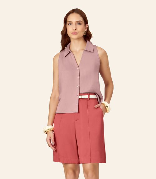 Bermuda Feminina Alfaiataria Viscose Sarja Endless Laranja