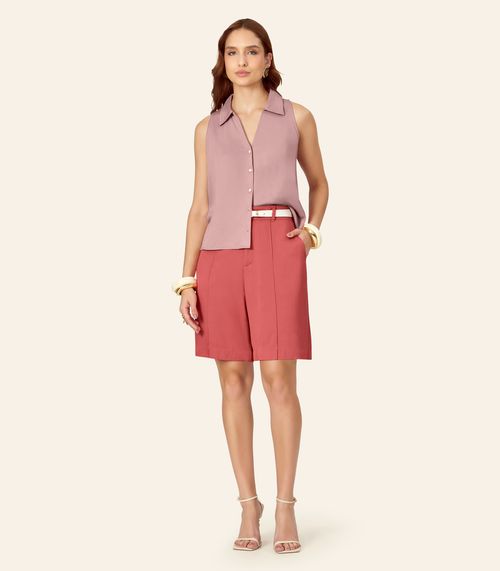 Bermuda Feminina Alfaiataria Viscose Sarja Endless Laranja