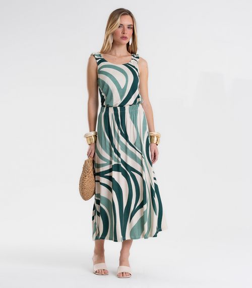 Saia Feminina Super Midi Evasê Estampada Endless Verde