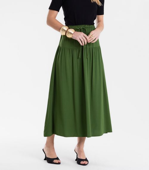 Saia Feminina Super Midi Evasê Lisa Endless Verde