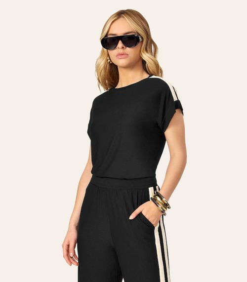 Conjunto Feminino Blusa Com Calça Em Visco Endless Preto