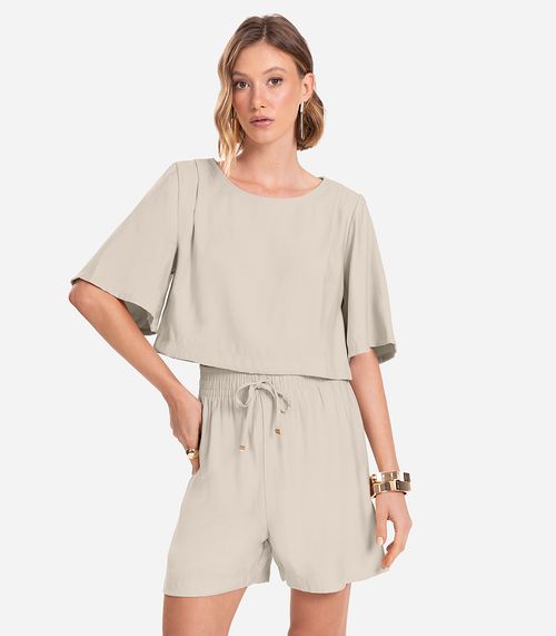 Blusa Feminina Box Em Tecido Alfaiataria Endless Bege