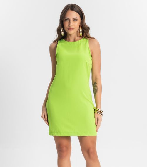 Vestido Feminino Curto Em Crepe Endless Verde