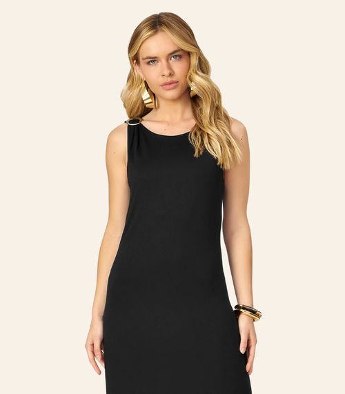 Vestido Feminino Super Midi Visco Endless Preto