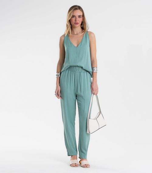 Calça Feminina Reta Em Viscose Endless Verde