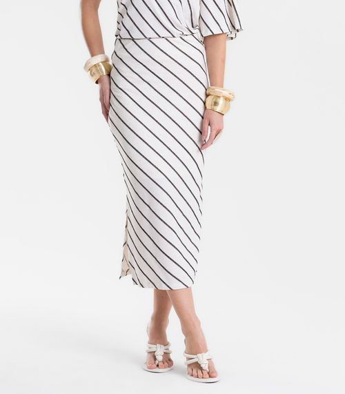Saia Feminina Super Midi Viscolinho Lurex Endless Preto