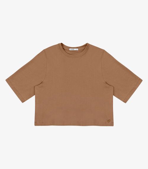 Blusa Feminina Manga Curta em Molecotton Endless Marrom