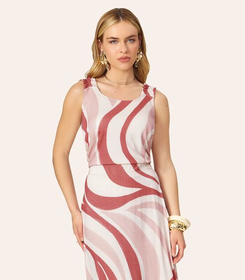 Regata Feminina Viscose Estampada Endless Rosa
