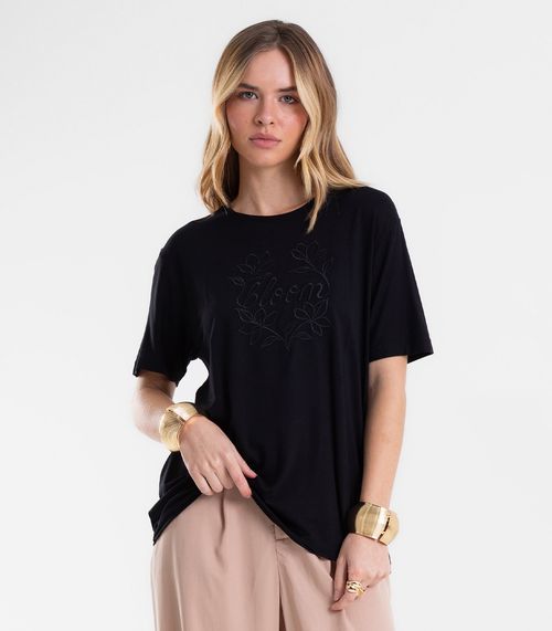 Blusa Feminina Viscose Com Bordado Endless Preto