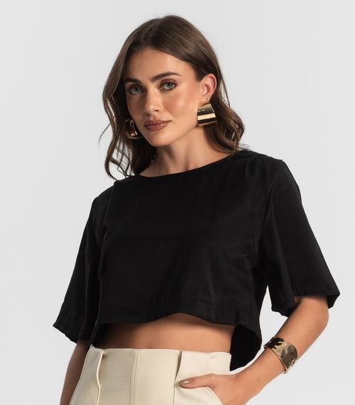 Blusa Feminina Box Em Tecido Alfaiataria Endless Preto