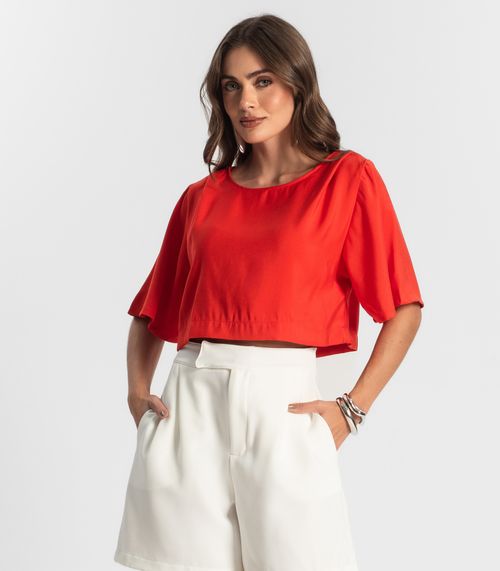 Blusa Feminina Box Em Tecido Alfaiataria Endless Laranja