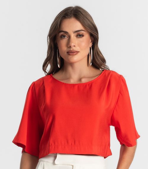 Blusa Feminina Box Em Tecido Alfaiataria Endless Laranja