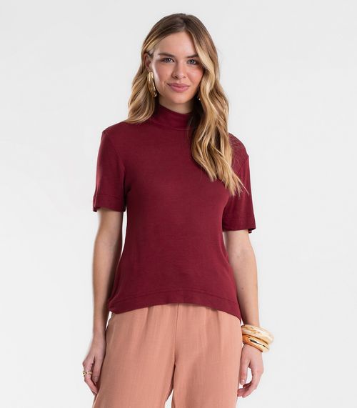 Blusa Feminina Gola Alta ViscoTrico Básica Endless Vermelho