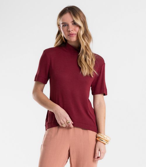 Blusa Feminina Gola Alta ViscoTrico Básica Endless Vermelho