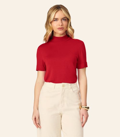 Blusa Feminina Gola Alta ViscoTrico Básica Endless Vermelho
