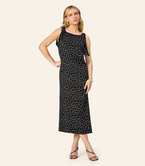 Vestido Feminino Midi Viscose Acetinada Endless Preto